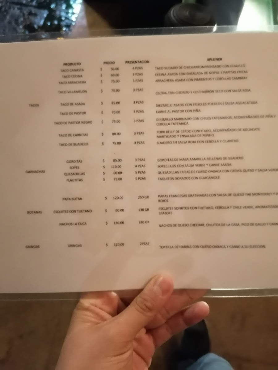 Casa Va'u Menu - Image 1